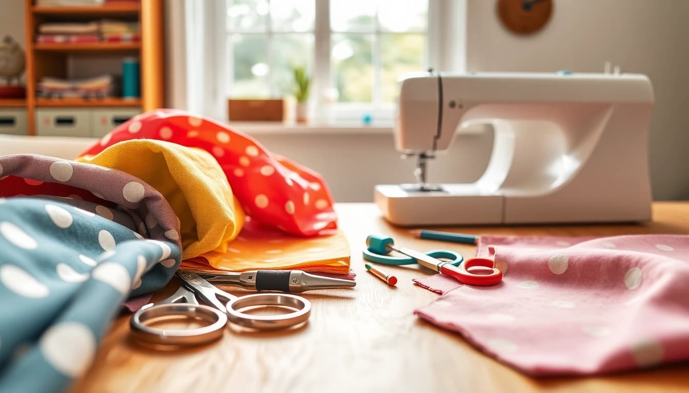 Sewing materials for beginners featuring stoffen voor naaien beginners arranged beautifully.