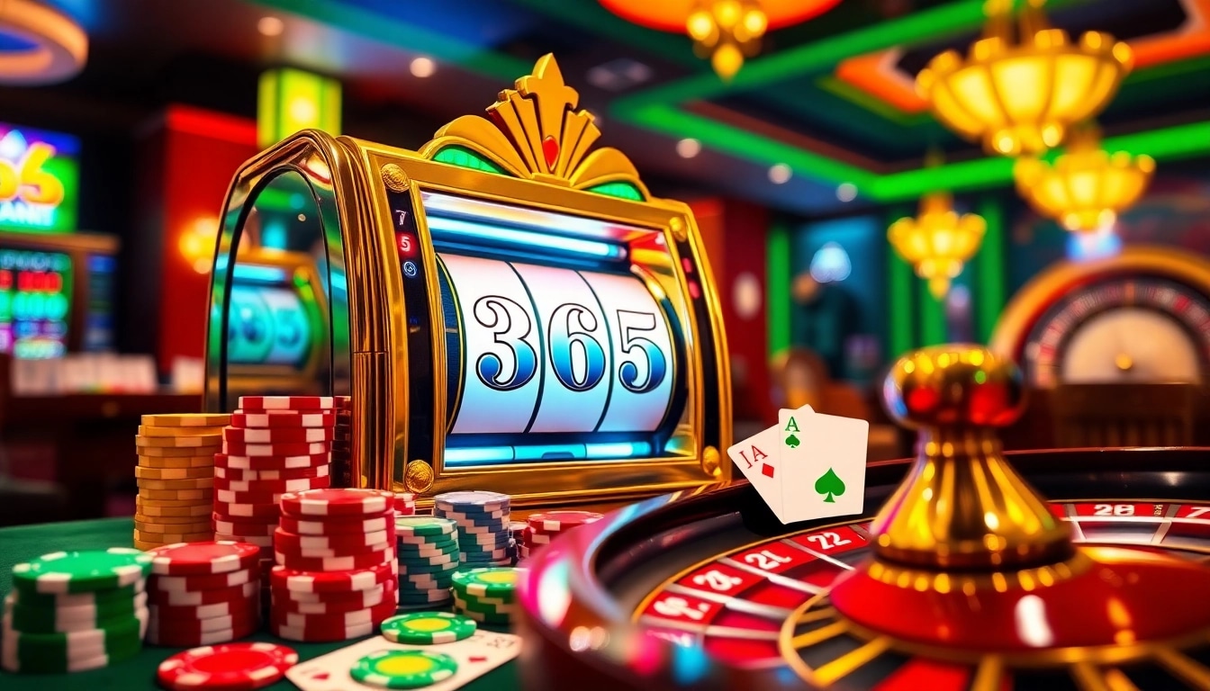Experience thrilling wins at the 365 slot machine amidst a lively casino atmosphere.