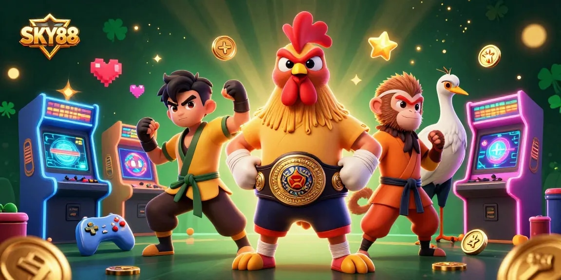 Engage with SKY88's exciting world of casino games featuring vibrant characters and dynamic elements.
