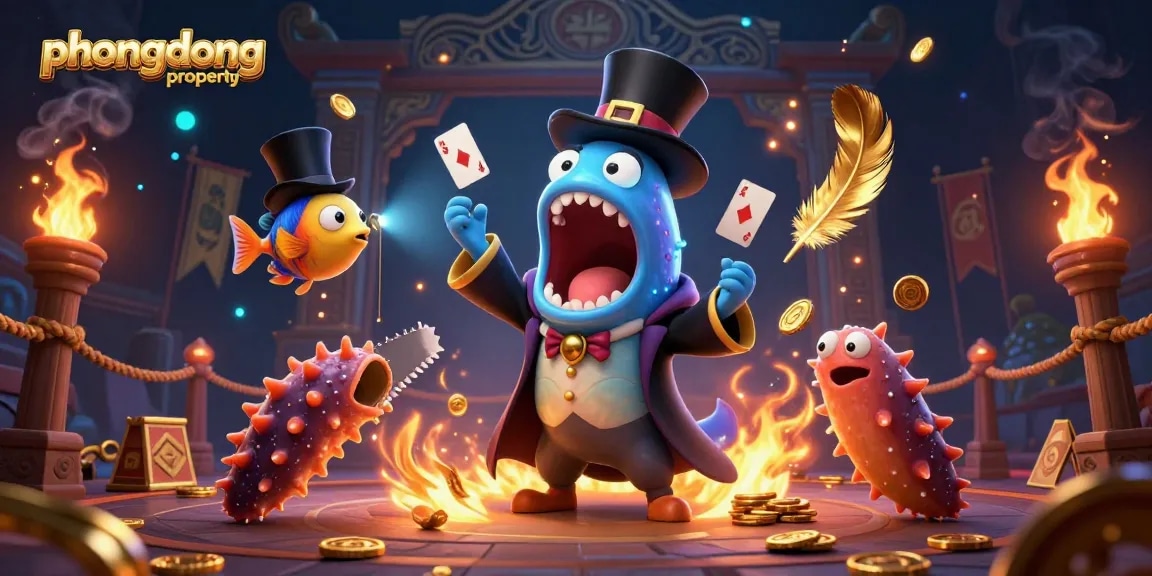 Experience thrilling gameplay with phuongdongproperty's unique characters in a vibrant casino scene.