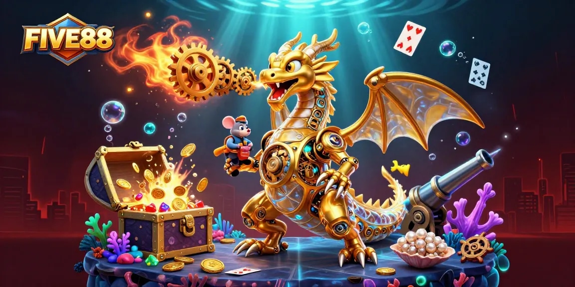 Experience thrilling gameplay at FIVE88 with a golden dragon and underwater treasures.