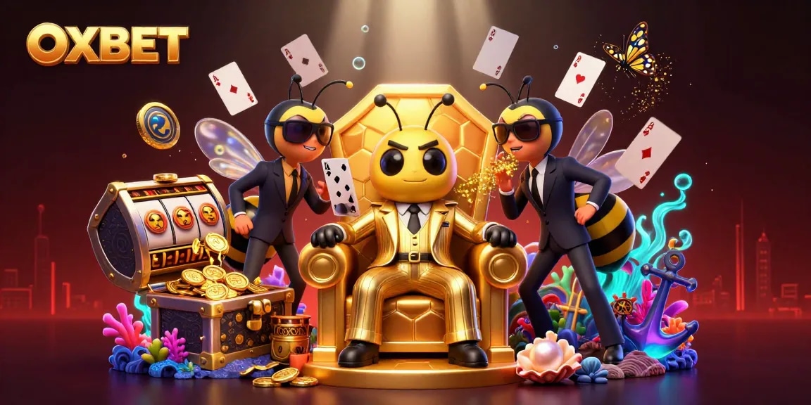 Experience thrilling gameplay with OXBET, featuring a 3D mob boss in a vibrant casino scene.