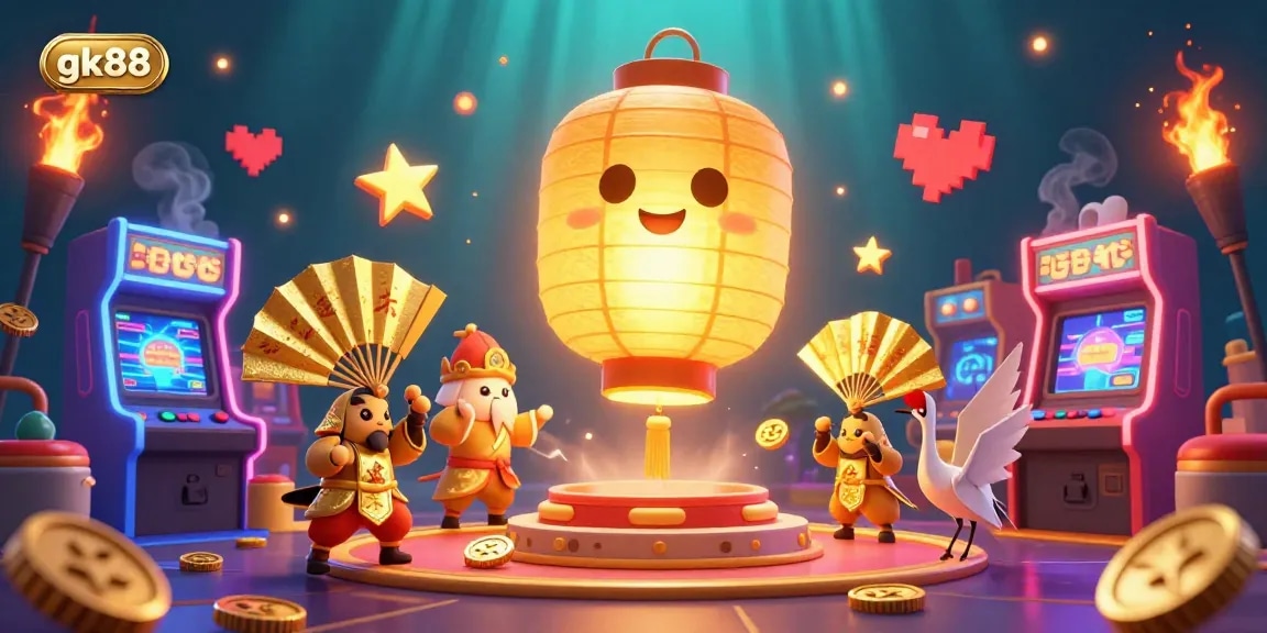 Experience thrilling gaming at gk88 with 3D characters, vibrant casino settings, and dynamic game elements.