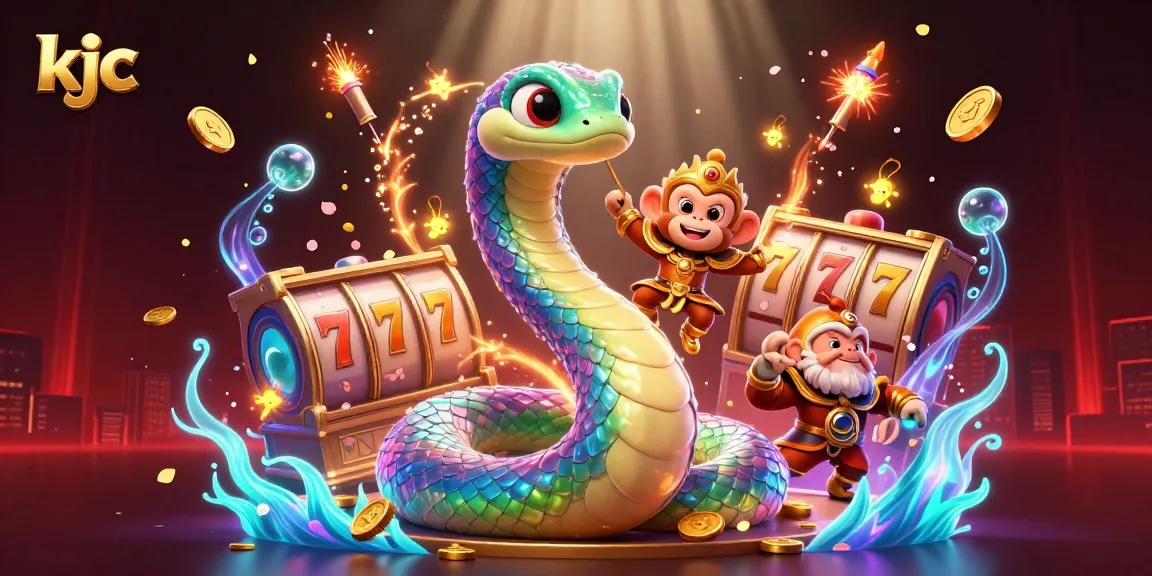 Experience the thrill of gaming at kjc with vibrant characters and rich casino elements in a dynamic illustration.