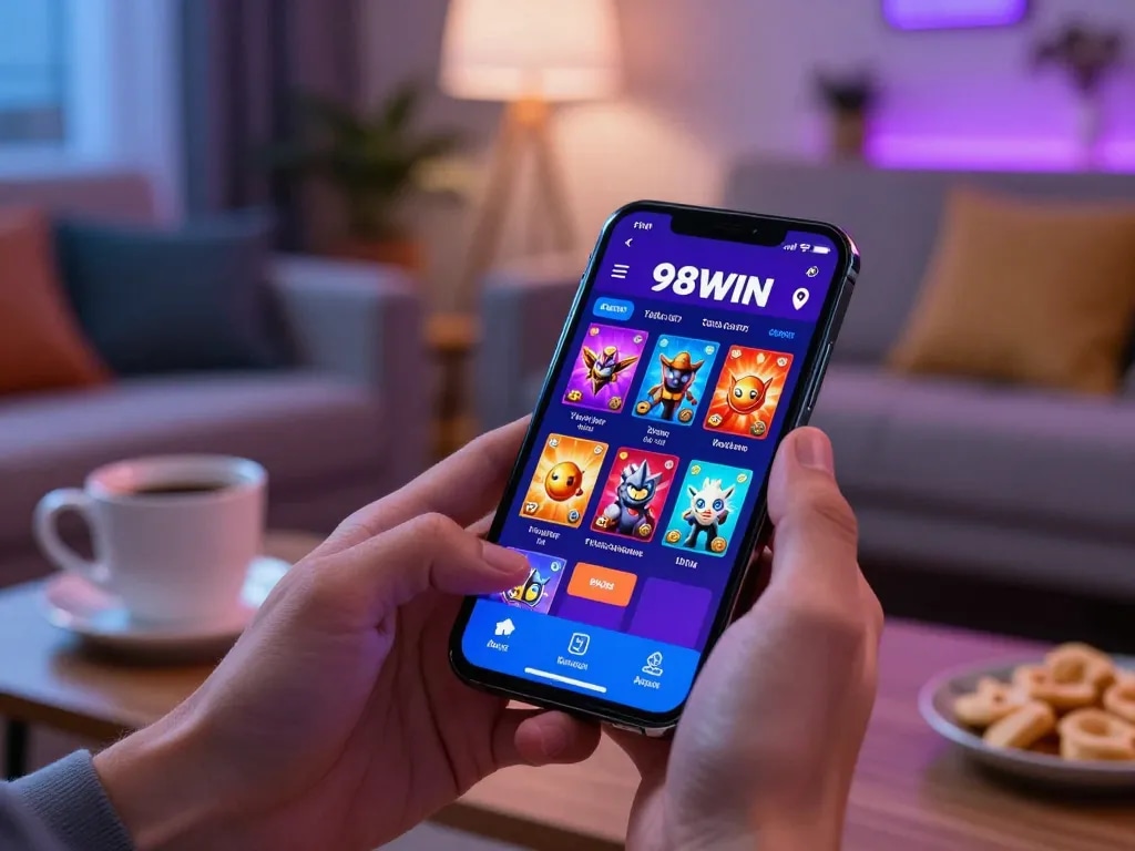 Tải App 98WIN for seamless mobile gaming experience with colorful app interface