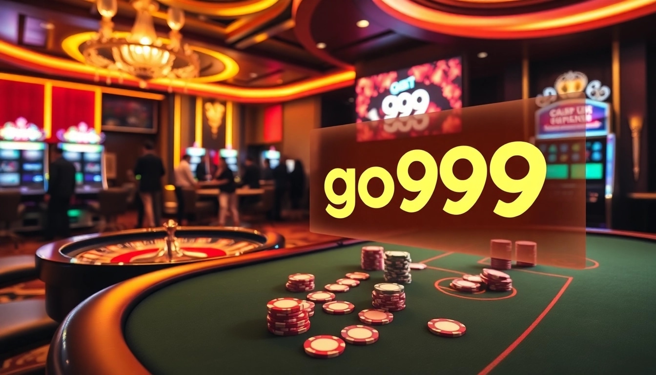 Experience thrilling gameplay at the go99 casino with vibrant poker tables and roulette wheels.