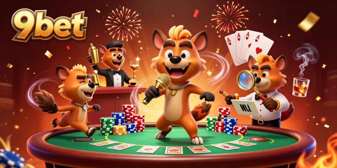 Engage with thrilling entertainment at 9bet featuring hyenas in a lively casino scene.