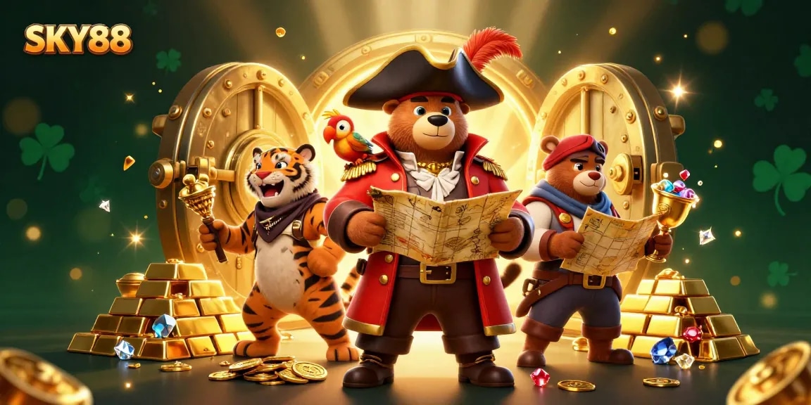 Join the adventure at SKY88 with a treasure-filled casino experience featuring golden treasures and exciting gameplay.