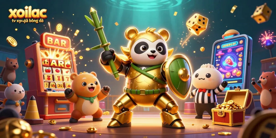 Xoilac tv trực tiếp bóng đá showcases thrilling live betting excitement in vibrant 3D illustration full of action.