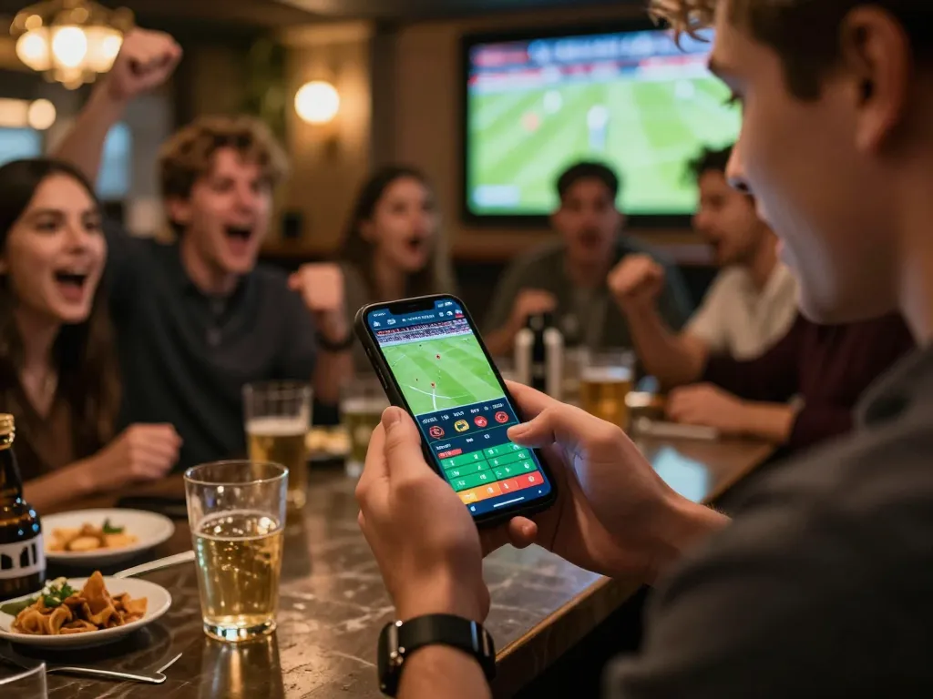 SC88 players placing real-time bets using mobile app during an online sports event.