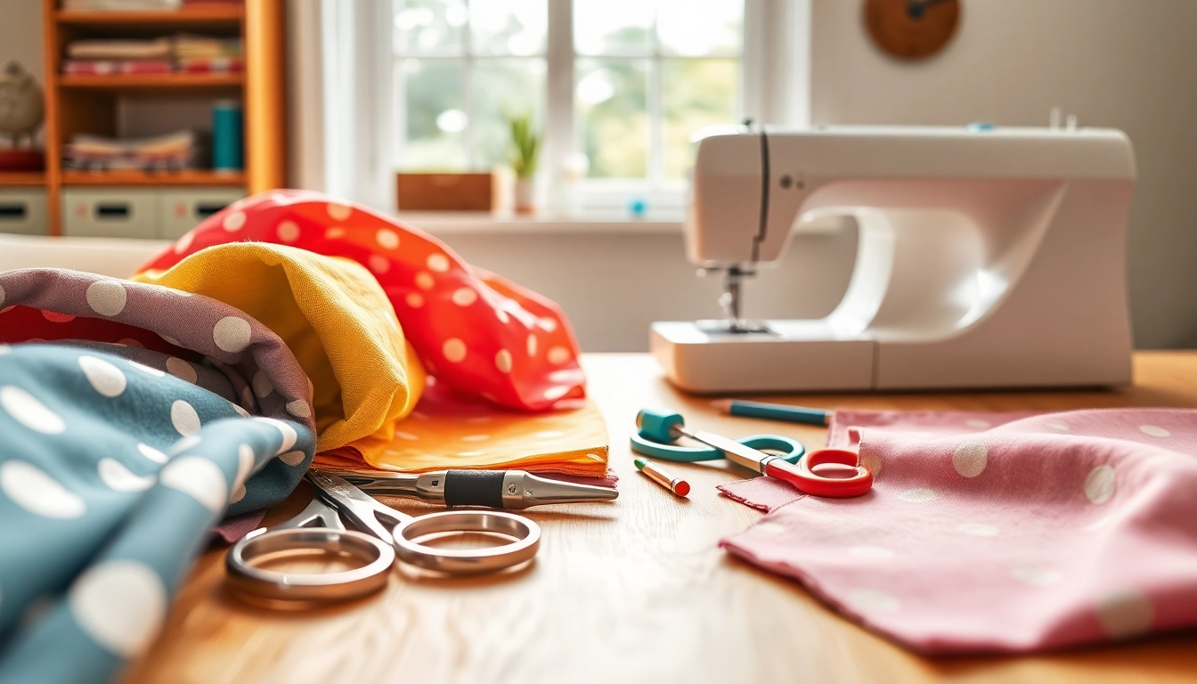 Sewing materials for beginners featuring stoffen voor naaien beginners arranged beautifully.