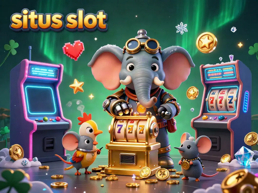 Engage with situs slot featuring a steampunk elephant and dynamic gaming elements.