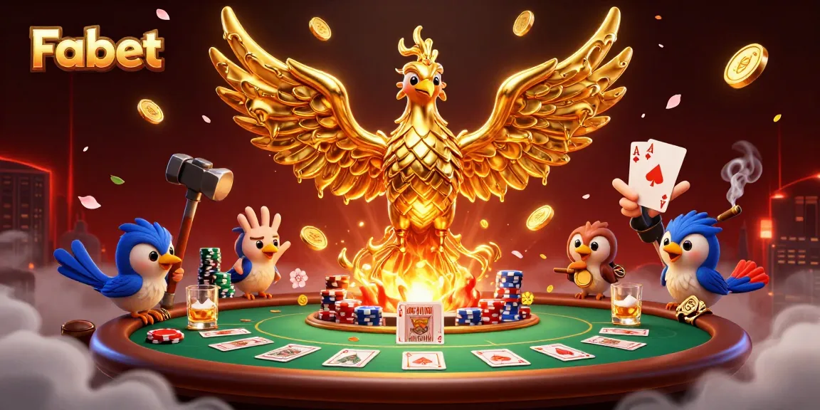 Experience Fabet's thrilling poker action with a molten golden phoenix and enriched gaming elements.