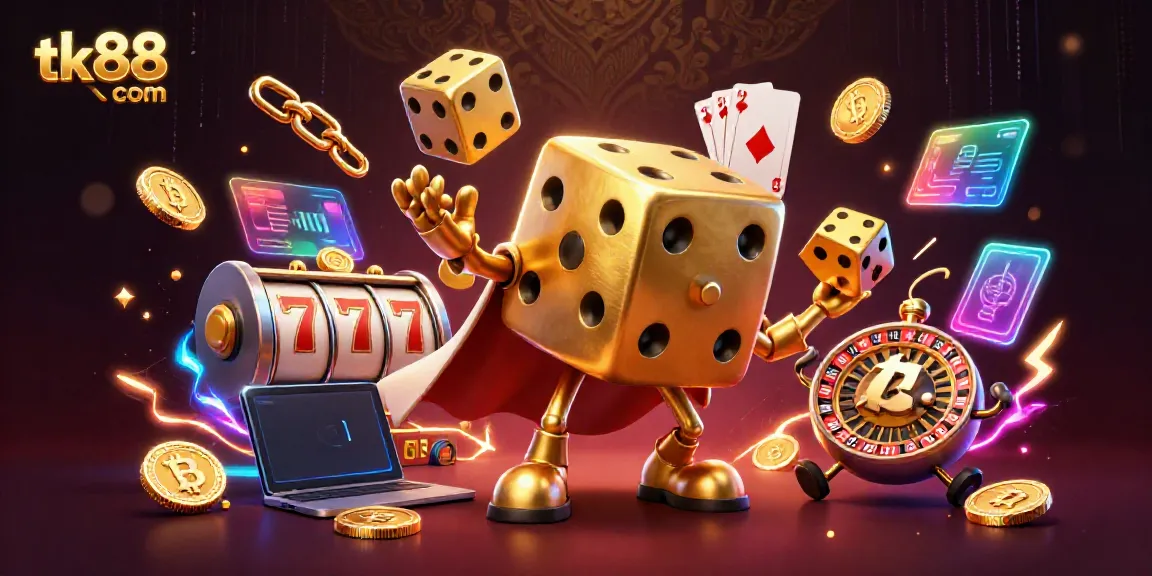 Experience the excitement of tk 88 com with a vivid 3D illustration of a casino-themed scene.