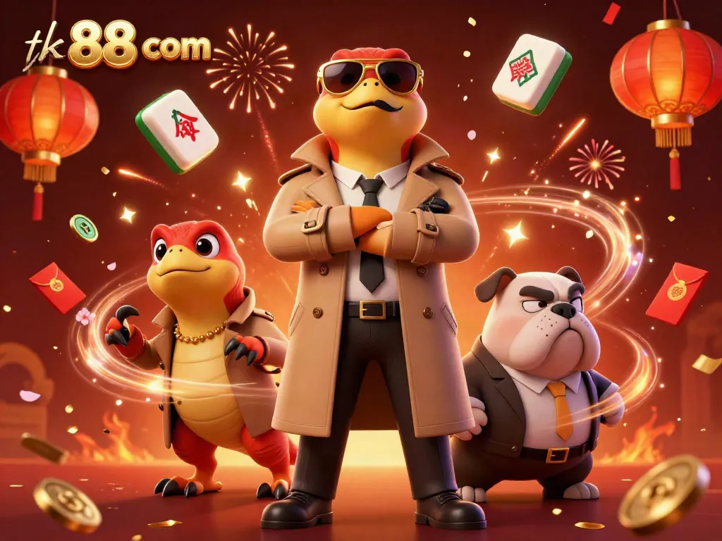Experience exciting gameplay at tk 88 com with raptors in a trench coat at a casino lounge.