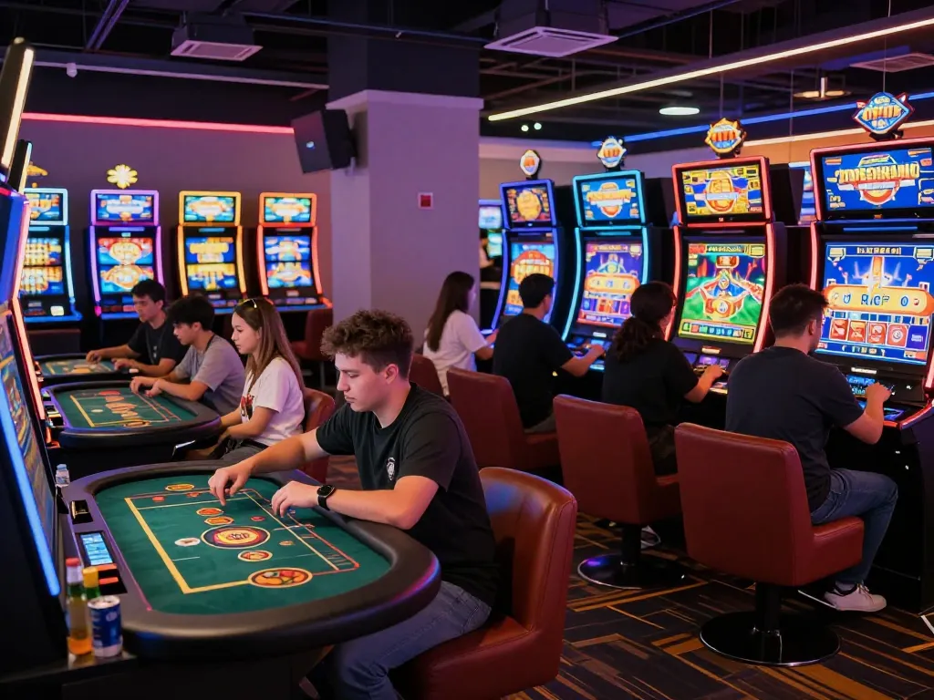 Hitclub players enjoying diverse online gaming experiences in a vibrant digital casino atmosphere.