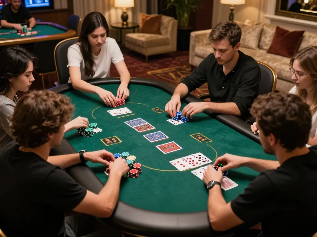 Engaged players enjoying a competitive game of poker at gamebai79 online casino