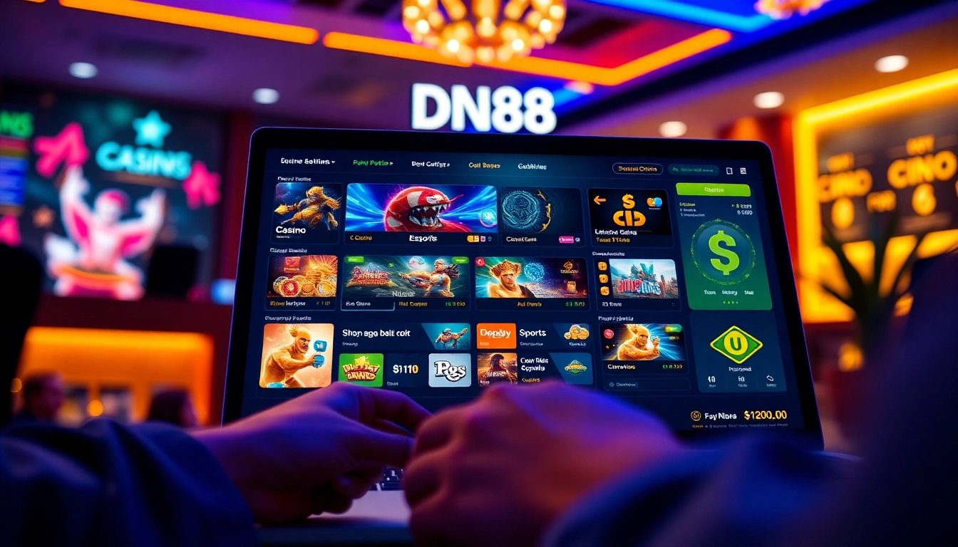 Engaging user interface of DN88 online gambling platform showcasing various betting options.