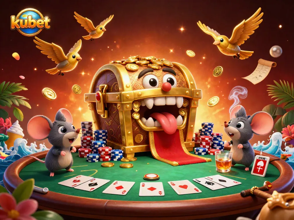Experience thrilling winnings at kubet with a vibrant animated casino scene.
