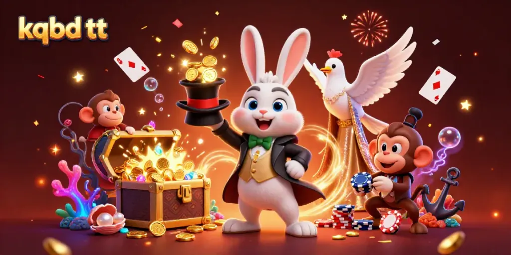 Experience the magic of kqbd tt with a live-action scene featuring a charming magician rabbit surrounded by dazzling elements.