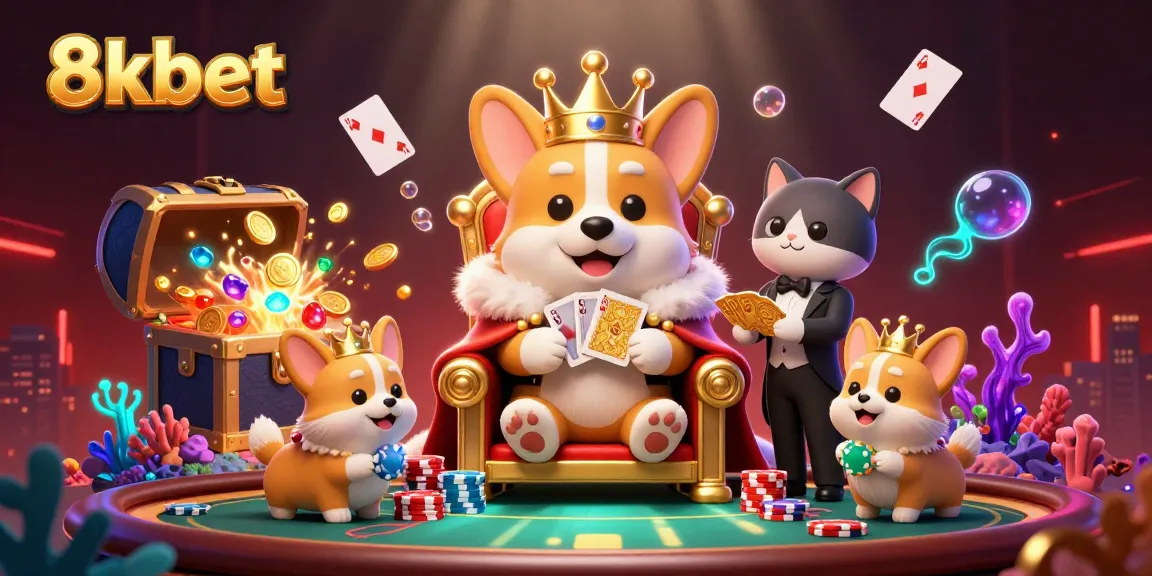 Experience thrilling poker action at 8kbet, featuring exclusive characters and vibrant casino elements.