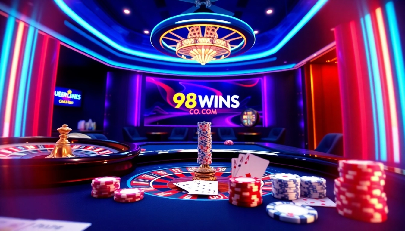 Experience the excitement of gambling with 98WINS CO COM at a lively casino.