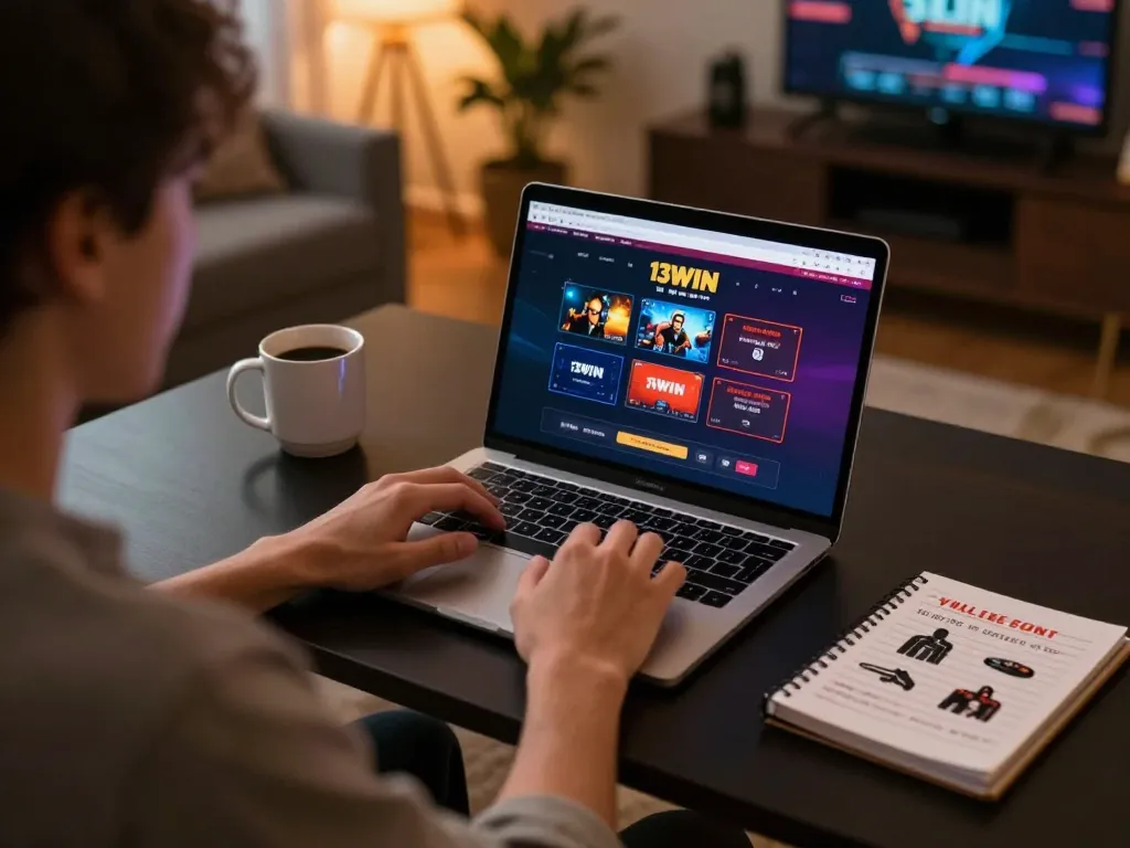 Player enjoying online casino gaming on 13WIN platform with engaging atmosphere.