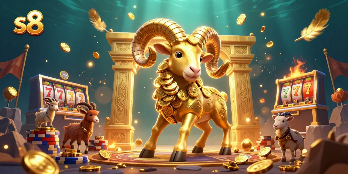 Engage with the vibrant s8 online casino atmosphere featuring a golden ram and slot elements.
