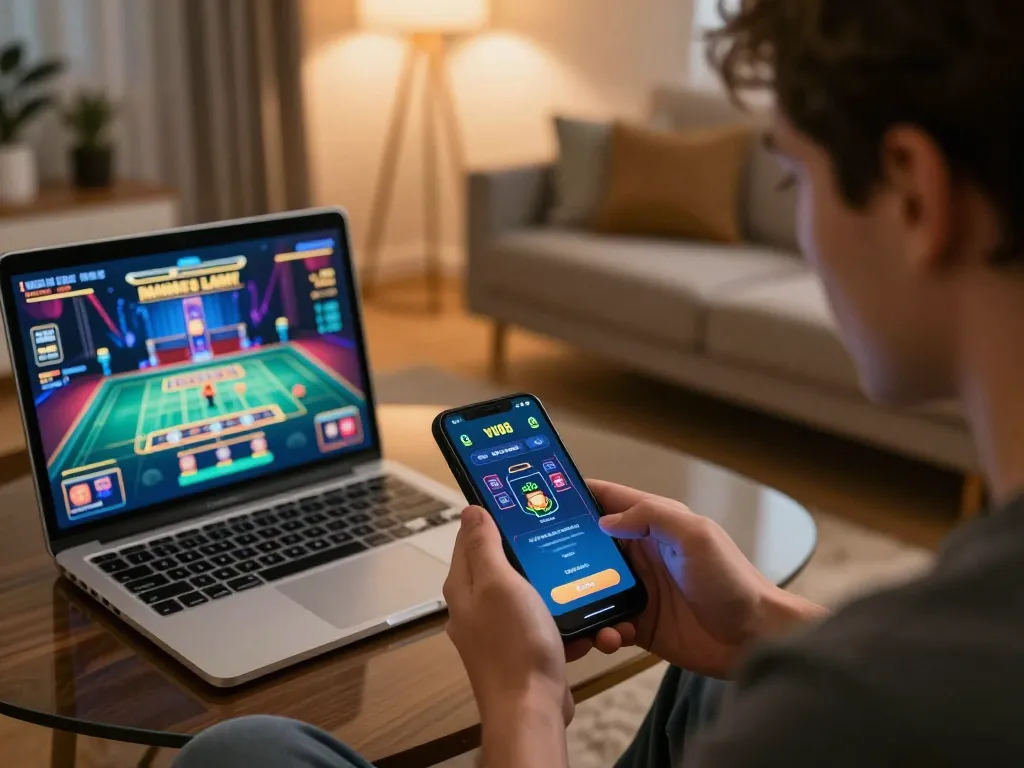 Player enjoying the VU88 casino app on smartphone while engaging in live dealer games