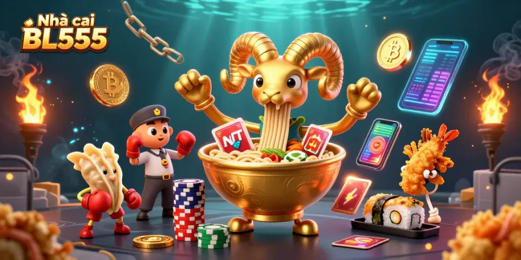 Play big with Nhà cái BL555's exclusive betting games in a vibrant casino scene packed with fun elements.