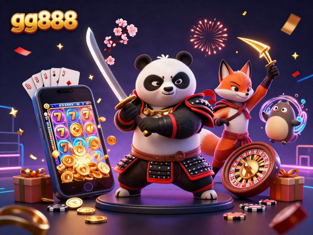 Engage in thrilling action with gg888 as a samurai panda, ninja fox, and spirit tanuki immerse in a colorful gaming adventure.
