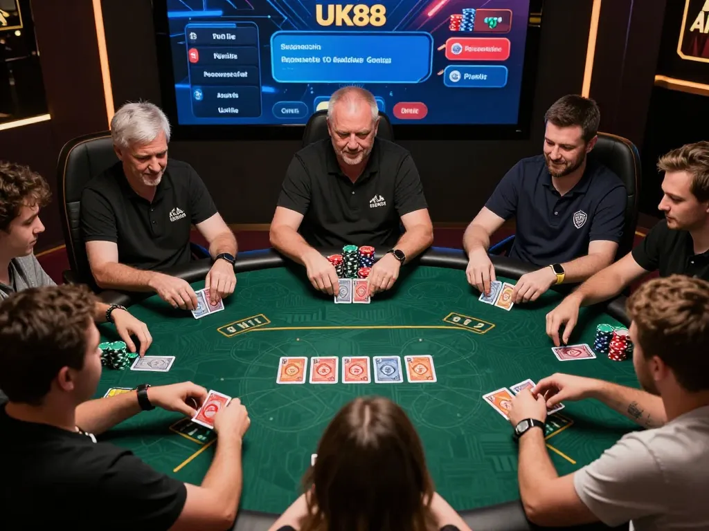 Players experience thrilling poker gameplay at Uk88 online platform, showcasing strategy and engagement.