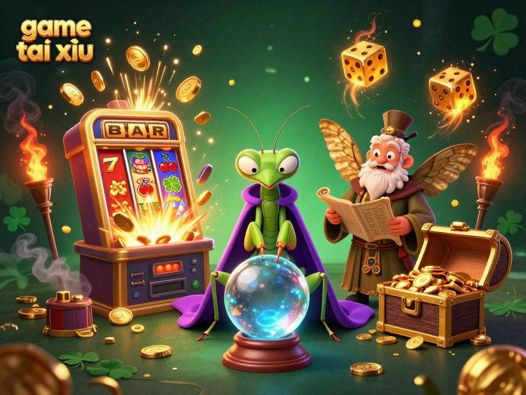 Experience the thrill with game tài xỉu as mystical characters reveal the secrets of fortune while enjoying a vibrant casino atmosphere.