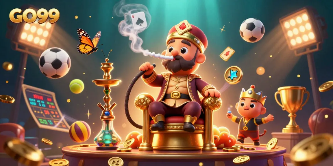 Experience the excitement of GO99 with dynamic casino gaming in an immersive digital illustration.