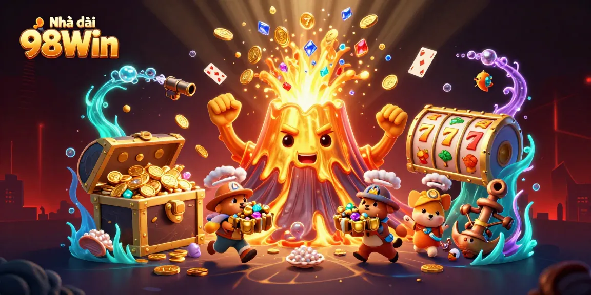 Experience the excitement of Nhà cái 98Win with vibrant treasures and dynamic casino elements.