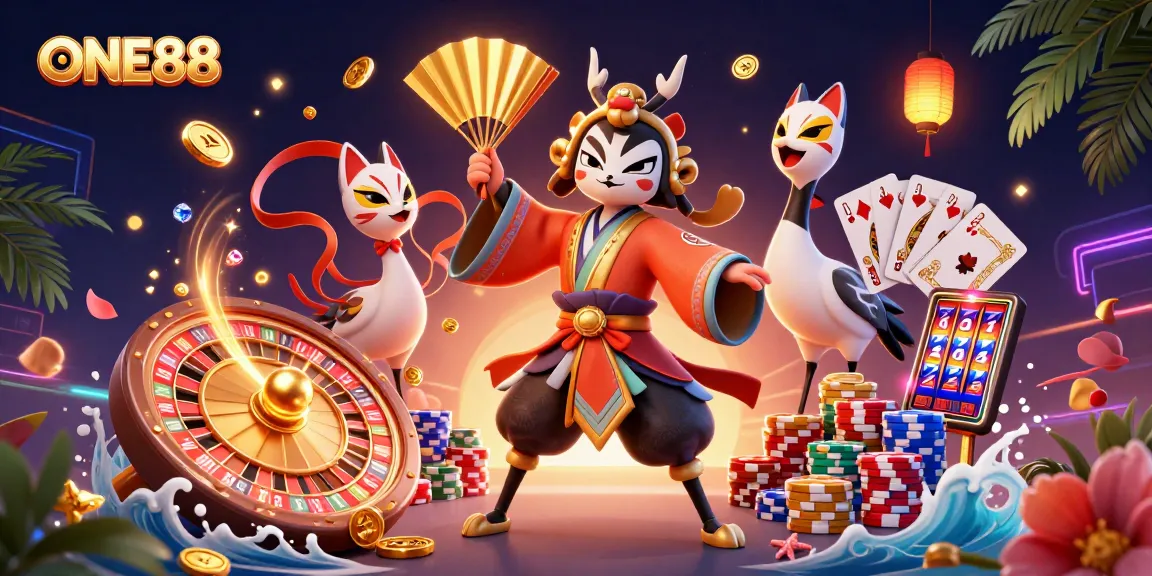 Experience the thrill of ONE88 casino with dynamic gaming elements and interactive characters.