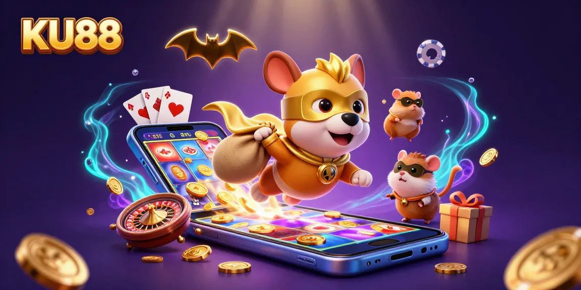 Bet on KU88 with festive gaming elements celebrating excitement and rewards in casino.