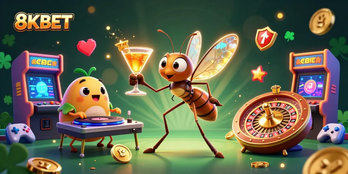 Experience the thrill of 8KBET with an immersive 3D casino illustration featuring vibrant gaming elements.