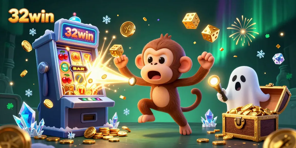 Join the excitement at 32win with captivating gaming action in a vibrant haunted casino scene!