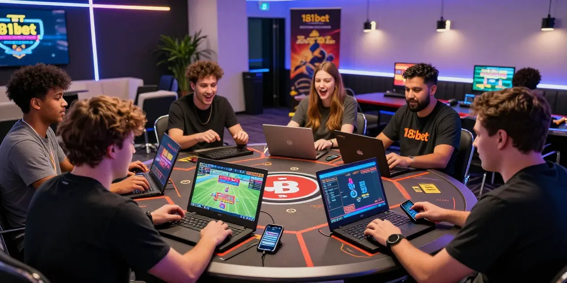 Engaged players at 181bet enjoying online betting games in a vibrant casino setting.