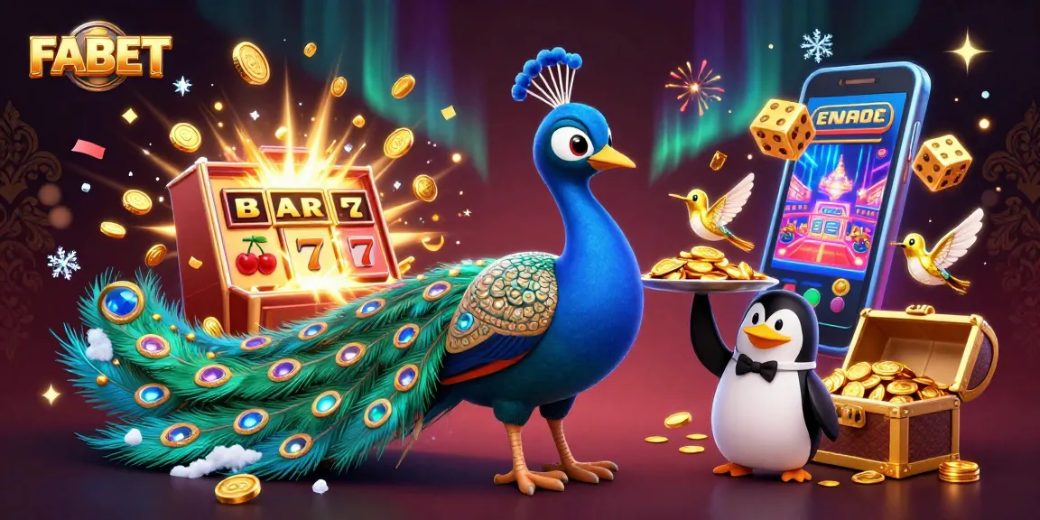 Experience the thrill of FABET with a luxurious casino illustration featuring vibrant characters and jackpot excitement.