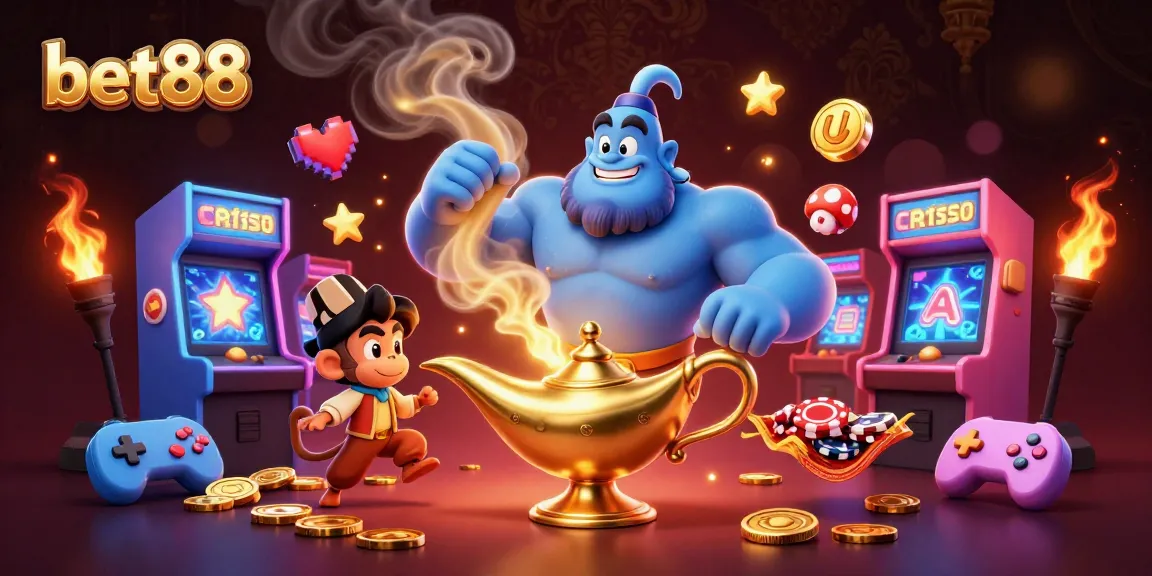 Experience thrilling gaming moments with bet88 in this vibrant 3D casino scene.