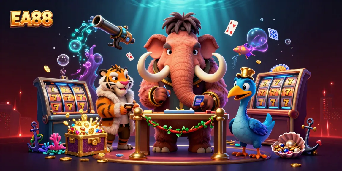 Join the excitement at EA88 with its vibrant casino scene featuring characters and thrilling gaming elements.
