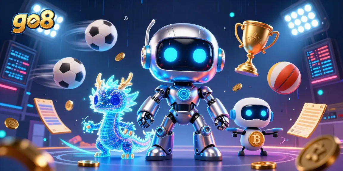 Engage with go8's thrilling casino experience featuring a vibrant 3D cyberpunk illustration of gaming excitement.